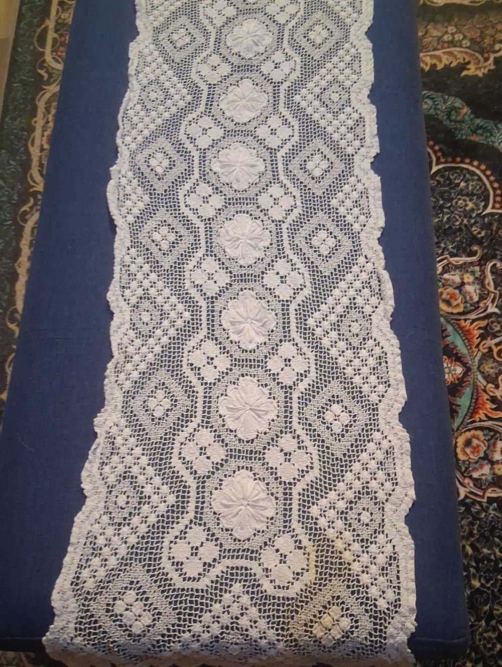 White Crochet Lace Table Runner - Classic Home Accents 36x10
